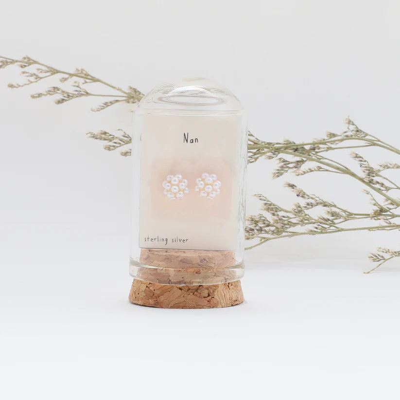 Nan - Pearl Cluster - Message Bottle Earrings