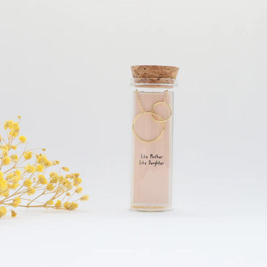 Like Mother, Like Daughter Gold Plated Necklace - Message Bottle Necklace