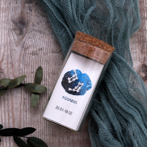 Aquarius - Star Sign Constellation Message Bottle Earrings