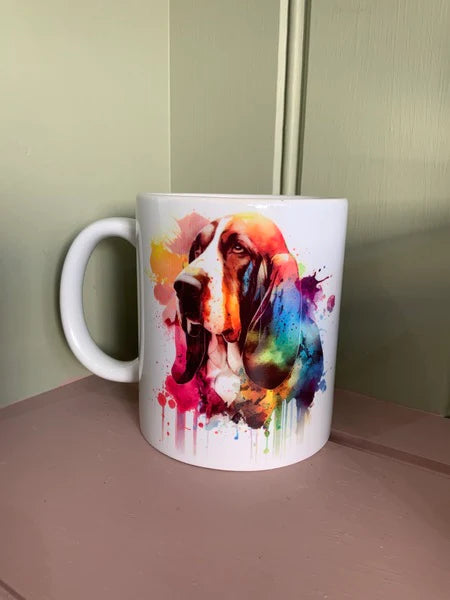Basset Hound Dog Rainbow Mug & Coaster