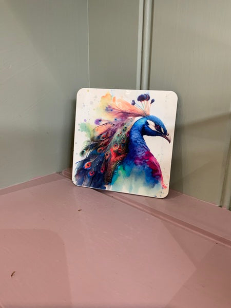 Peacock Rainbow Coaster Design 2
