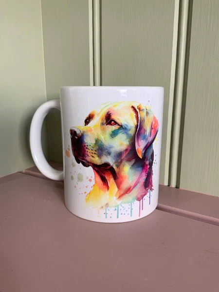 Labrador Dog Mug & Coaster Rainbow Design 1