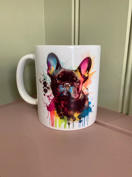 French Bulldog Dog Mug & Coaster Rainbow Design 1