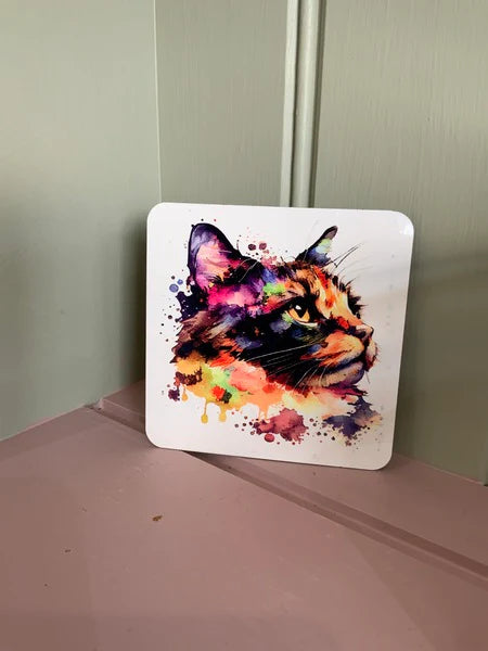 Tortoise Shell Cat Mug & Coaster Rainbow