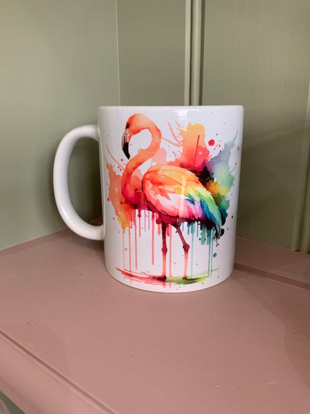 Flamingo Rainbow Mug & Coaster Design 1