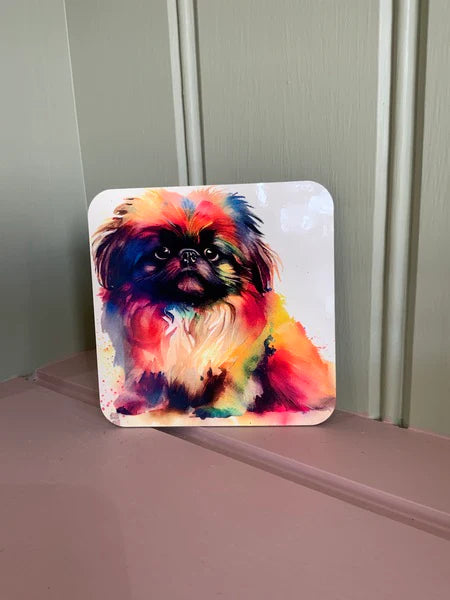 Pekingese Dog Mug & Coaster Rainbow Design 1