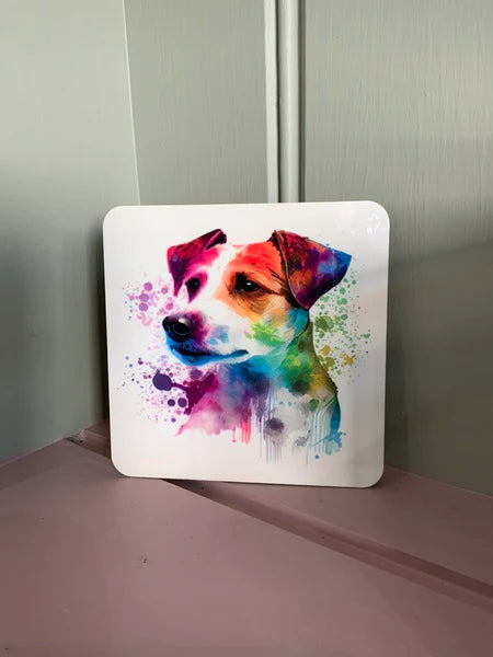 Jack Russell Dog Mug & Coaster Rainbow Design 1
