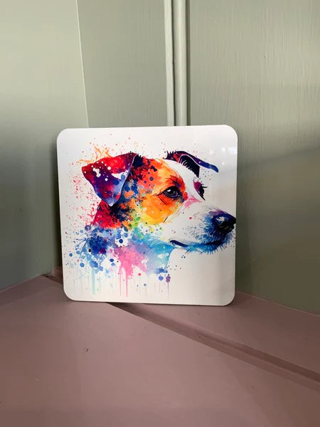 Jack Russell Dog Mug & Coaster Rainbow Design 2