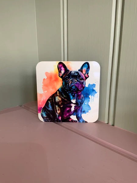 French Bulldog Dog Mug & Coaster Rainbow Design 2