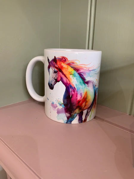 Horse Rainbow Mug & Coaster Design 1