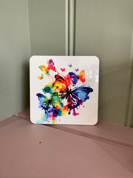 Butterfly Mug & Coaster Rainbow Design 1