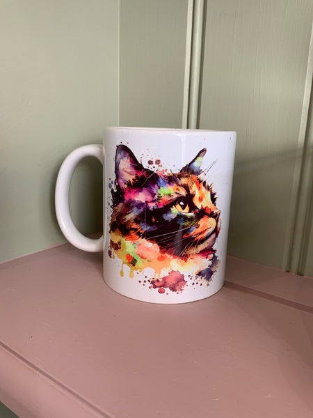 Tortoise Shell Cat Mug & Coaster Rainbow