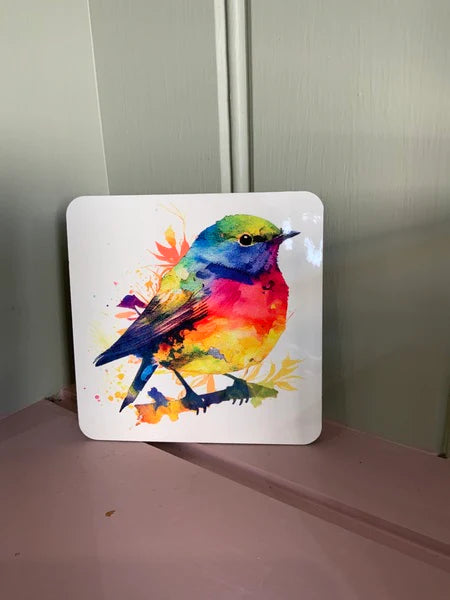 Warbler Bird Rainbow Mug & Coaster Design 1