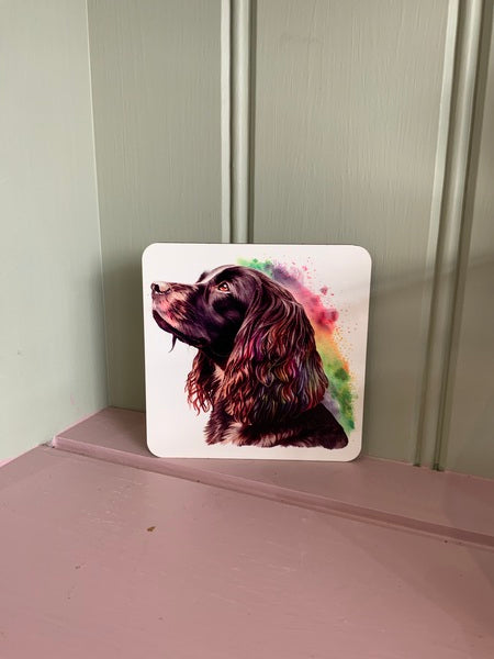 Spaniel Dog Mug & Coaster Coaster Rainbow Design 1
