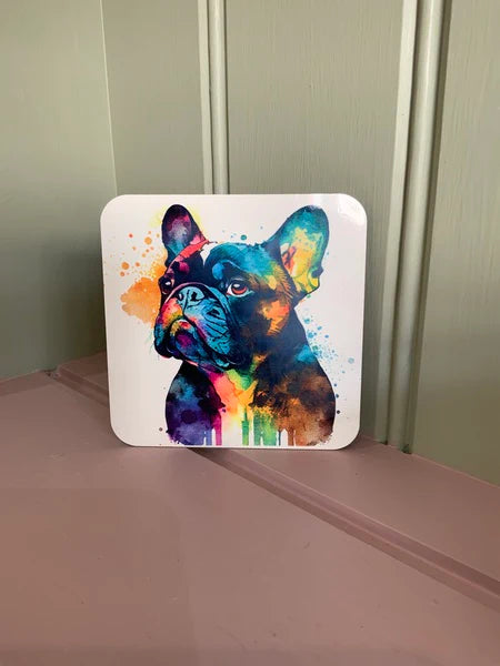 French Bulldog Dog Mug & Coaster Rainbow Design 3