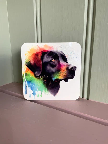 Labrador Dog Mug & Coaster Rainbow Design 2