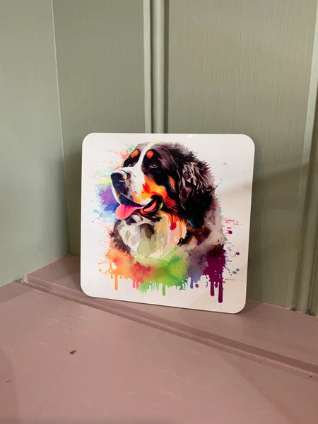 Bermese Mountain Dog Rainbow Mug & Coaster Design 1
