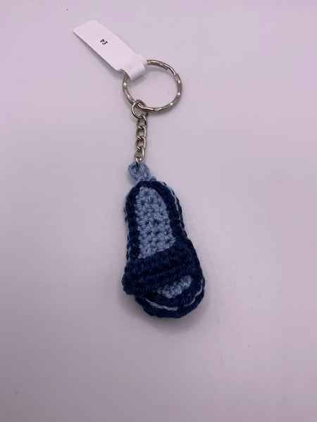 (261) Crochet Flip Flop Keyring - Blues