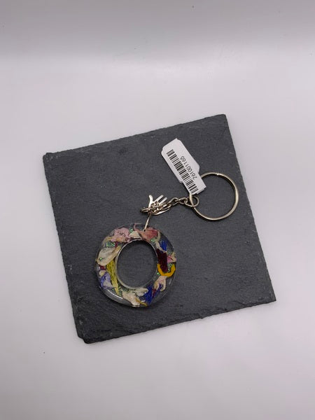 (261) O Floral Resin Lettered Keyring