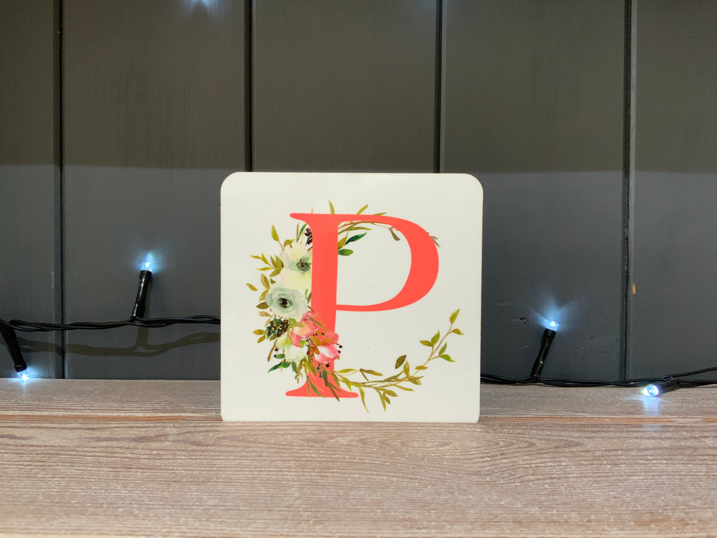 Pink Floral Initial Mug & Coaster