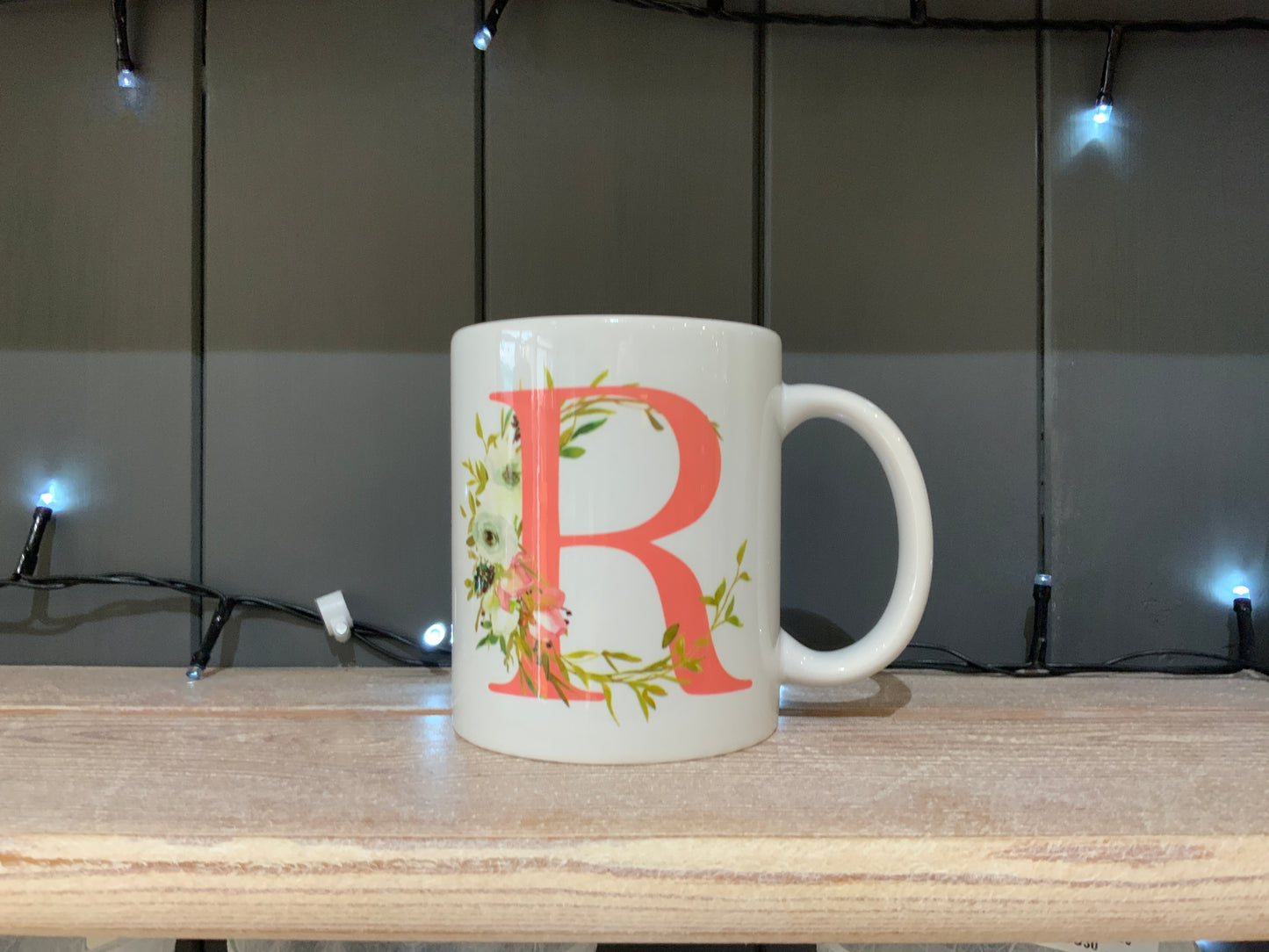 Pink Floral Initial Mug & Coaster