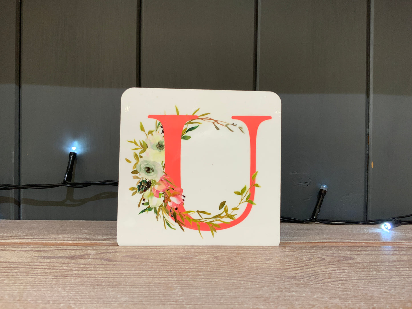 Pink Floral Initial Mug & Coaster