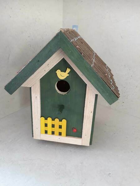 (159) Bills Boxes-Bird House-Green-Twig-Yellow