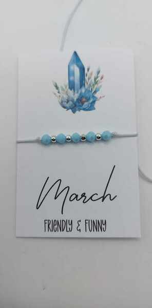 (228) March Birth Colour Grey Cord Bracelet