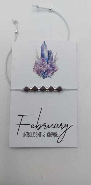 (228) February Birth Colour Grey Cord Bracelet