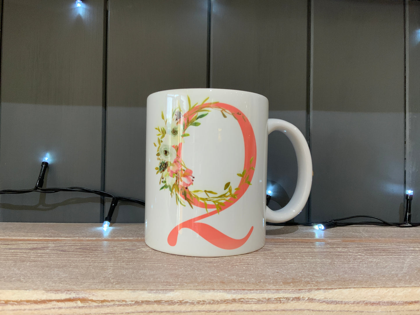 Pink Floral Initial Mug & Coaster