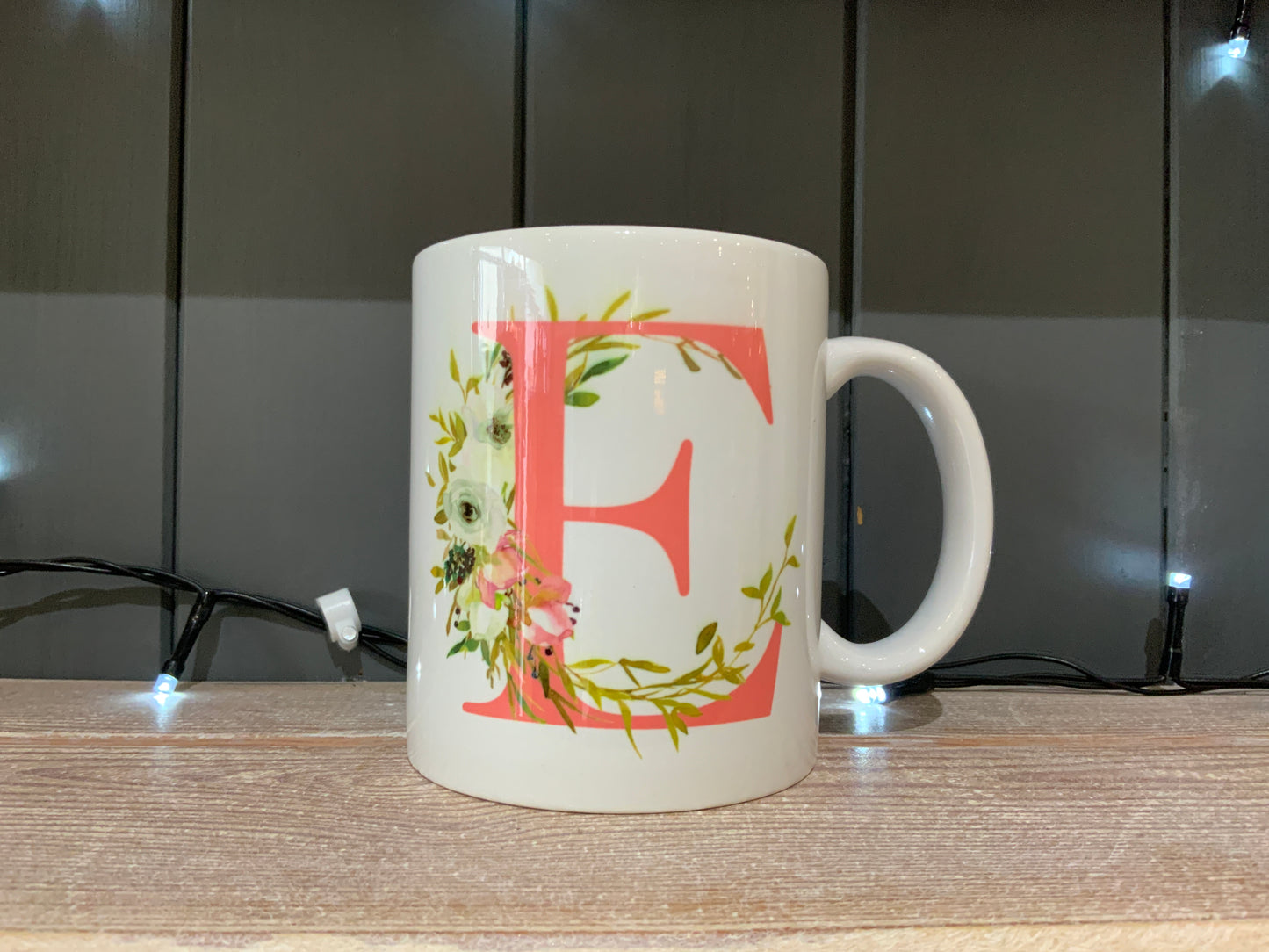 Pink Floral Initial Mug & Coaster