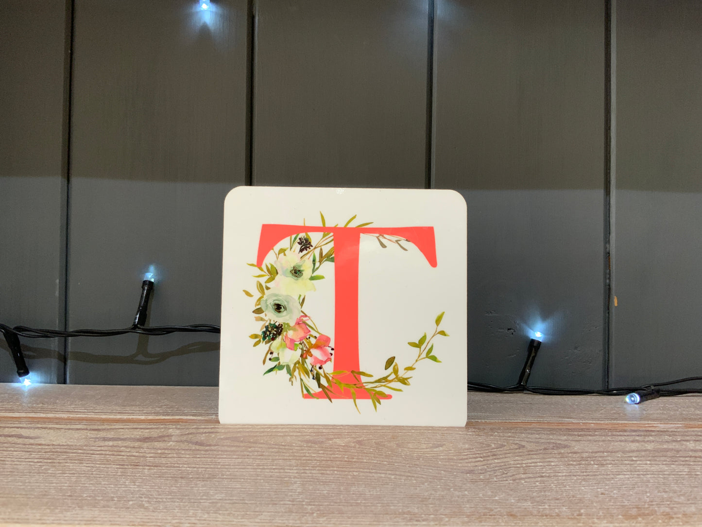 Pink Floral Initial Mug & Coaster