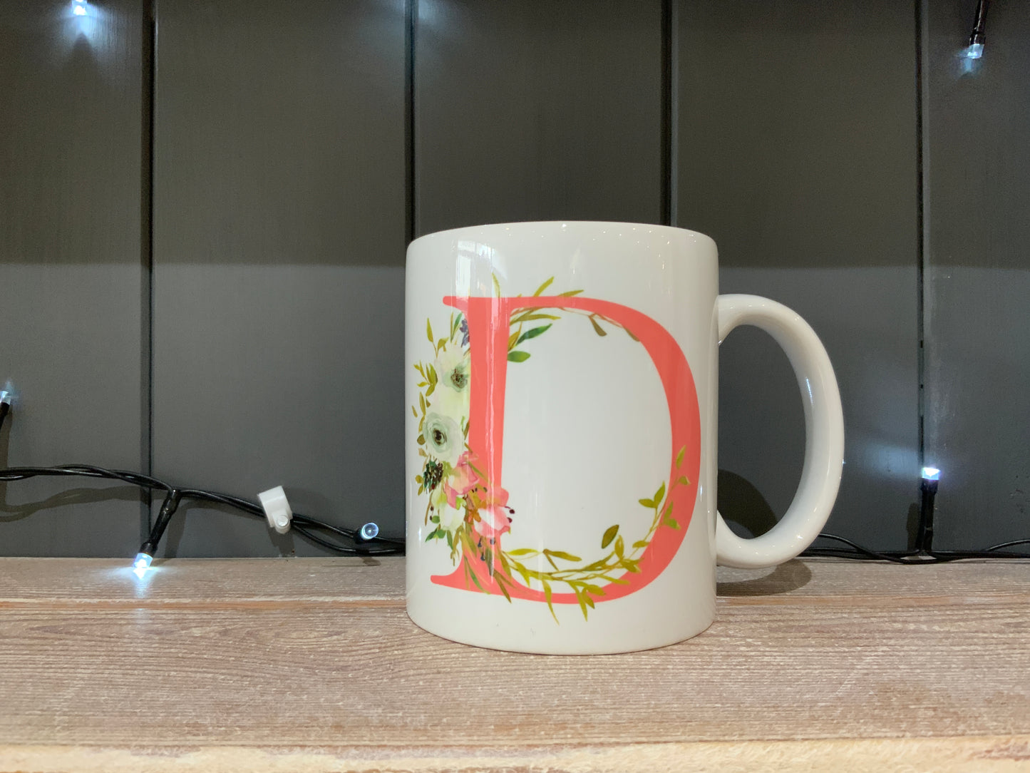 Pink Floral Initial Mug & Coaster