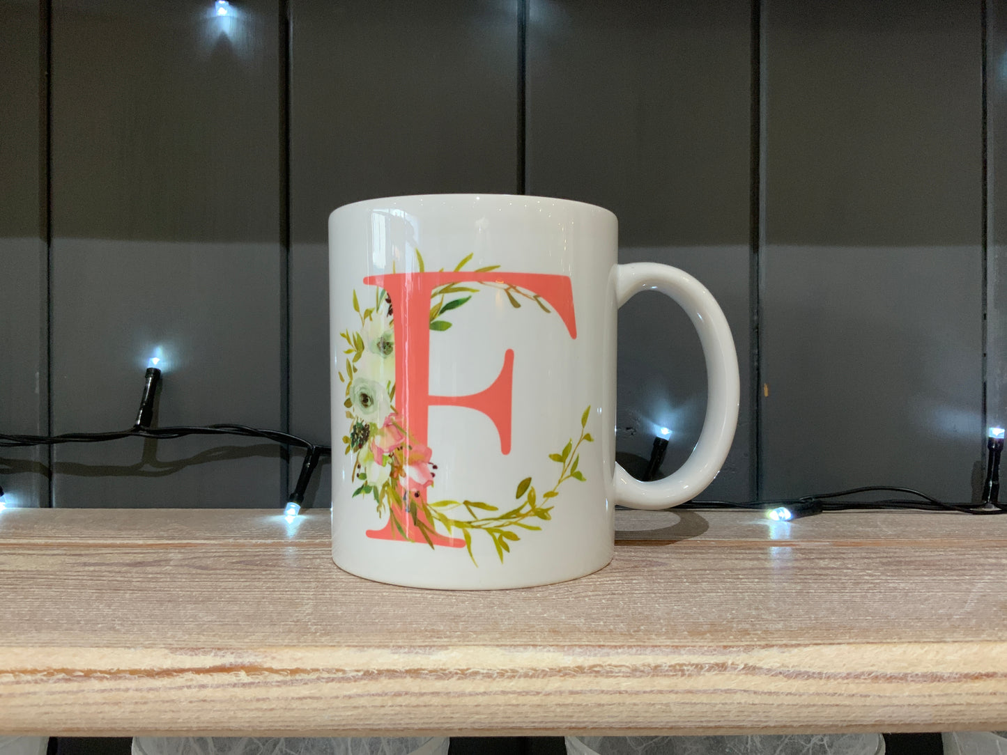 Pink Floral Initial Mug & Coaster