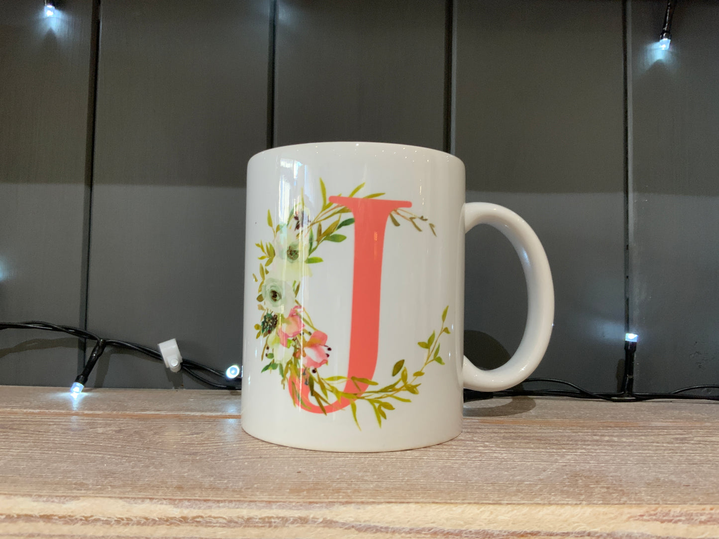 Pink Floral Initial Mug & Coaster