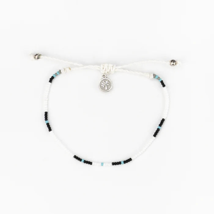 Islander - White and Black Beaded Anklet