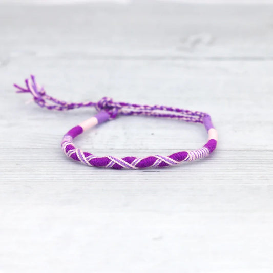 Islander - Purple & White Cotton Friendship Bracelet