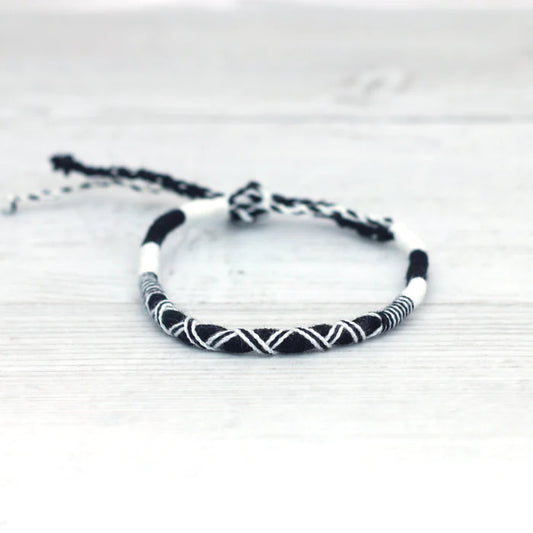 Islander - Black & White Cotton Friendship Bracelet