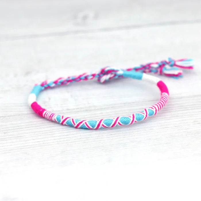 Islander - Blue Pink and White Cotton Friendship Bracelet