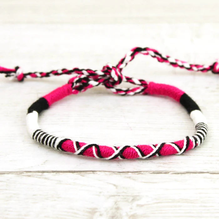 Islander - Pink Black & White Cotton Frienship Bracelet