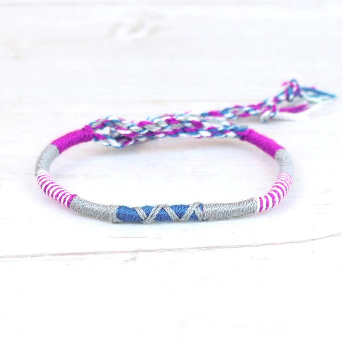 Islander - Pink & Blue Cotton Friendship Bracelet