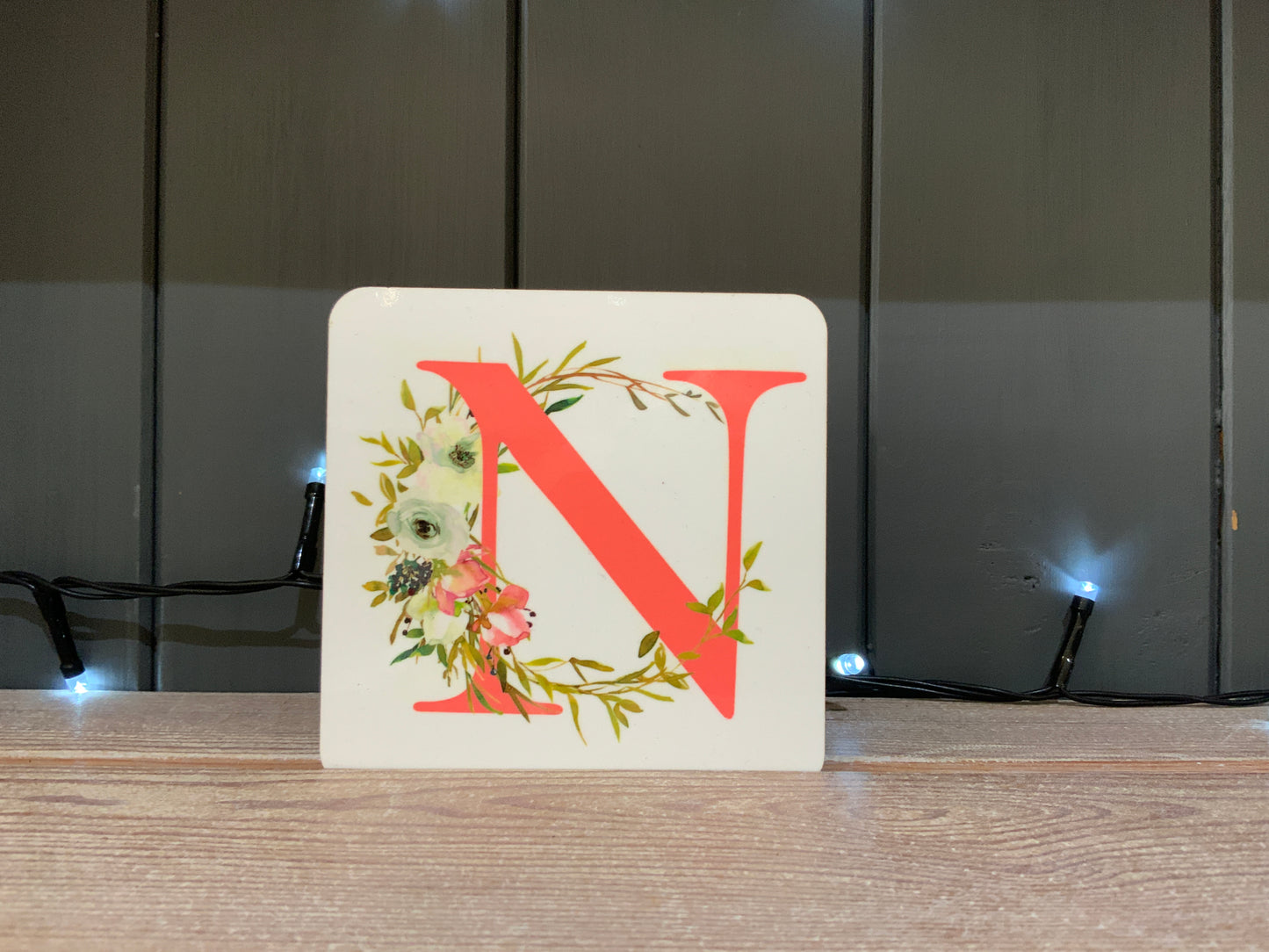 Pink Floral Initial Mug & Coaster