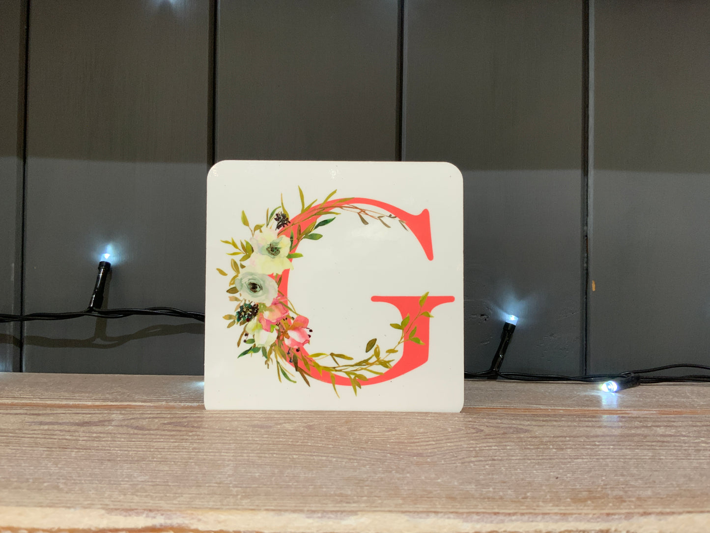 Pink Floral Initial Mug & Coaster