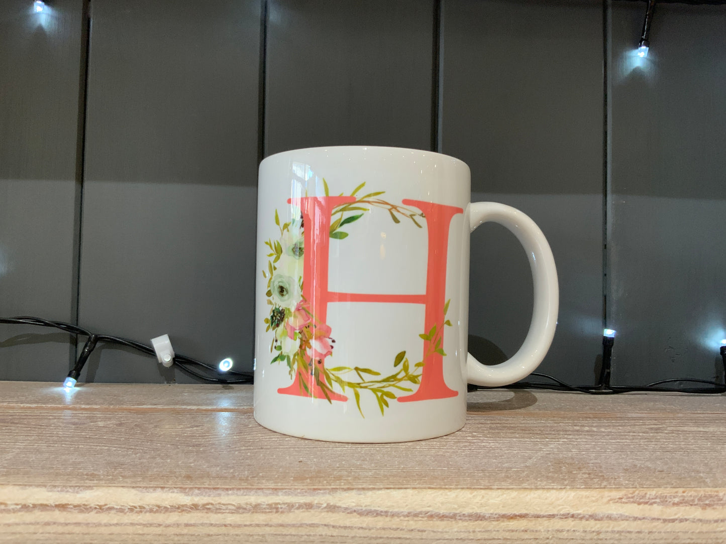 Pink Floral Initial Mug & Coaster