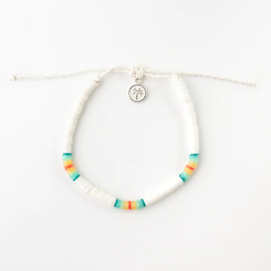 Islander - White and Rainbow Clay Bracelet