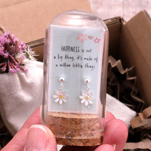 Happiness Million Little Things - Message Bottle Earrings