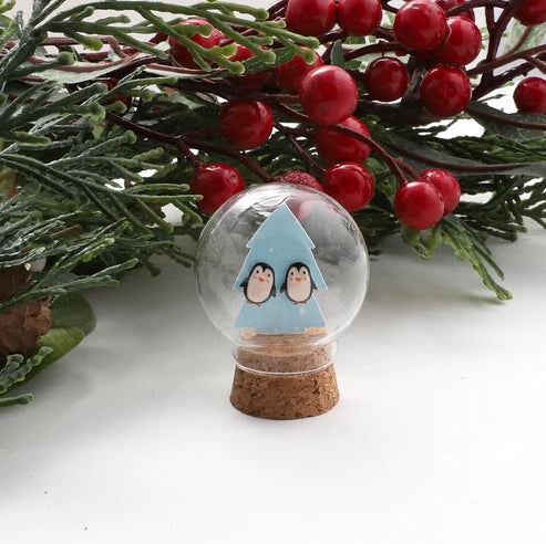 Penguin Snowglobe - Christmas Message Bottle Earrings