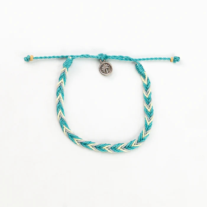 Islander - Teal and White Plaited Anklet