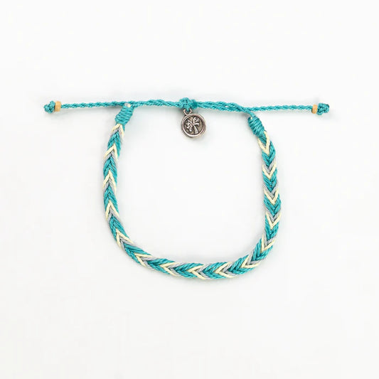 Islander - Teal and White Plaited Anklet