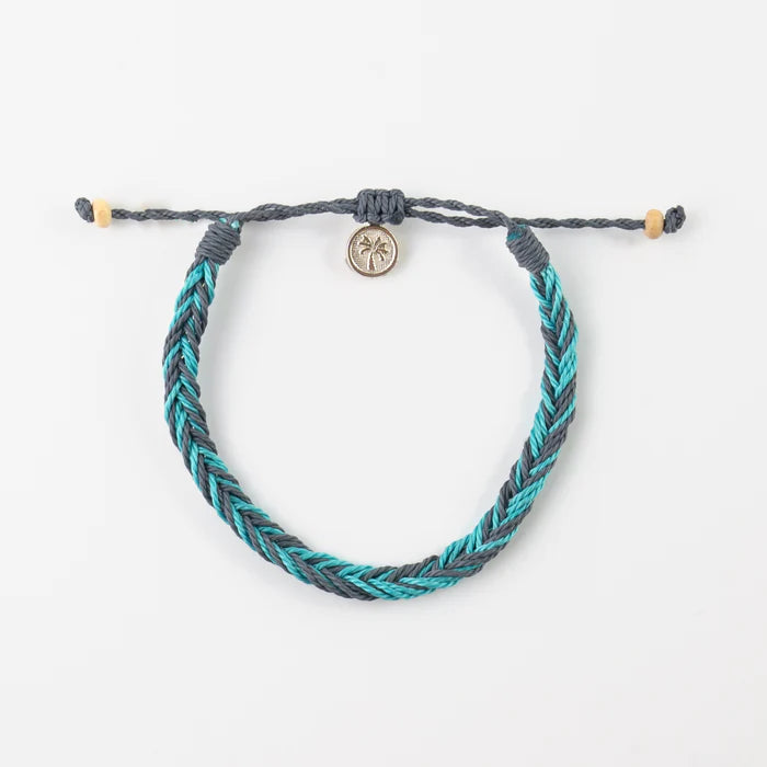 Islander - Teal and Grey Plaited Bracelet